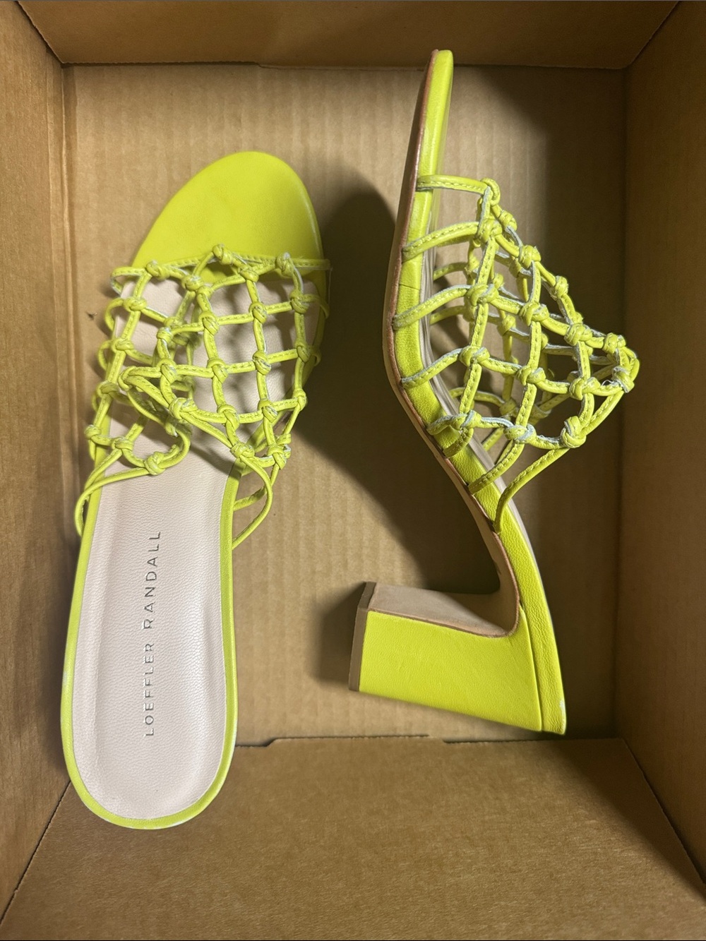 Loeffler Randall Neon Yellow Knotted Block Heel Mules